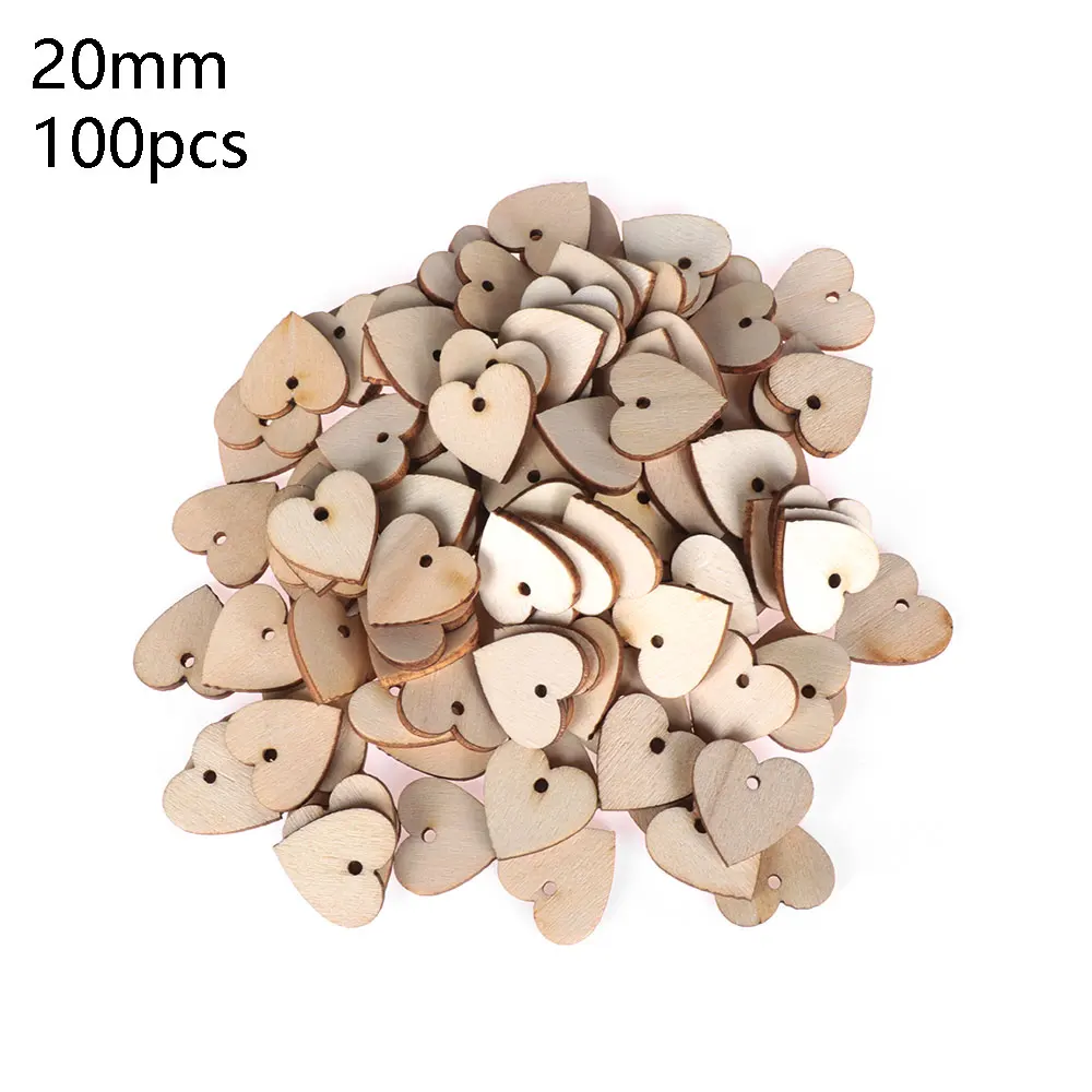 Heart 20mm Новые 50 шт выдолбленные звезды в форме стрелы деревянные поделки для искусства украшения для скрапбукинга свадебные DIY Деревянные ломтики украшение дома - Цвет: Heart 20mm