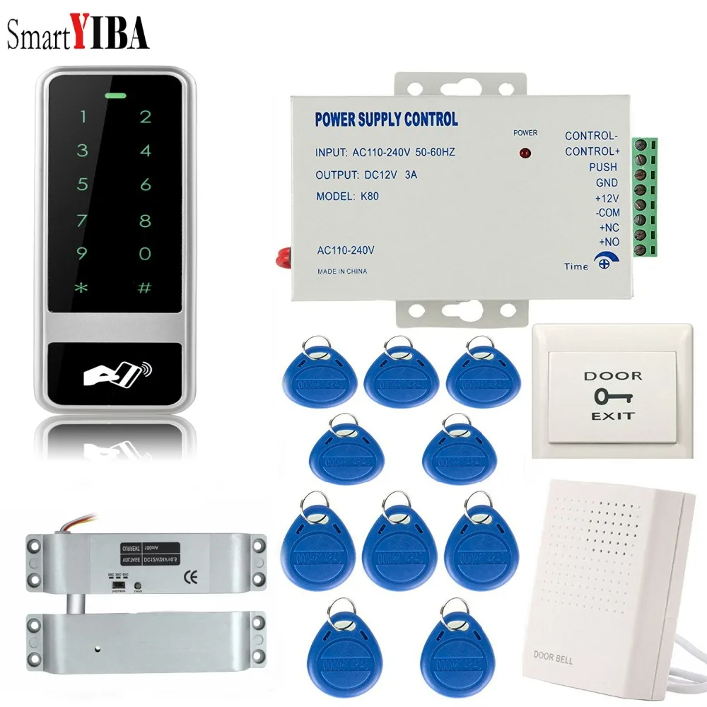 

SmartYIBA RFID Touch Waterproof Keypad Door Access Control System Electronic Door Lock Power Supply Door Entry keypad 10 Keyfob