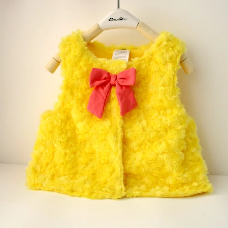 Осенне-зимний детский жилет теплый жилет из искусственного меха для маленьких девочек верхняя одежда, пальто Одежда для маленьких мальчиков и девочек - Цвет: Цвет: желтый