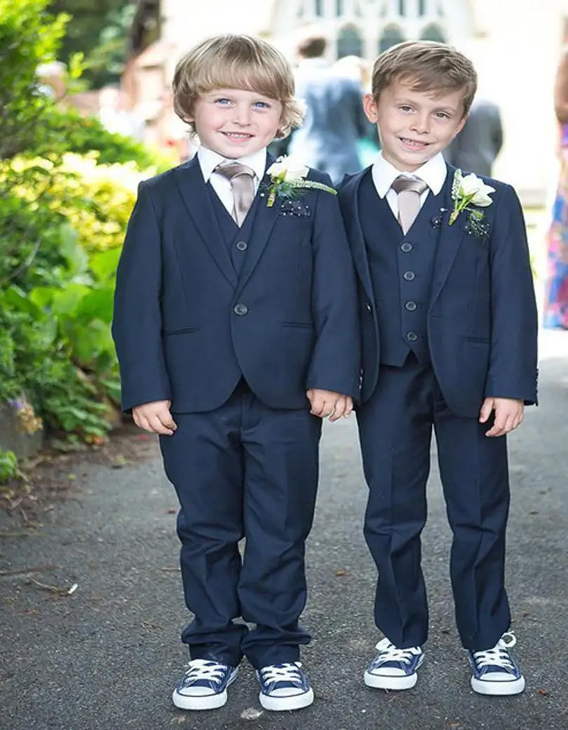 New Arrival One Button Navy Blue Kids Tuxedos Handsome Primary Scholar