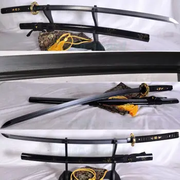 

HIGH QUALITY JAPANESE SAMURAI KATANA SWORD BLACK FOLDED STEEL FULL TANG BLADE