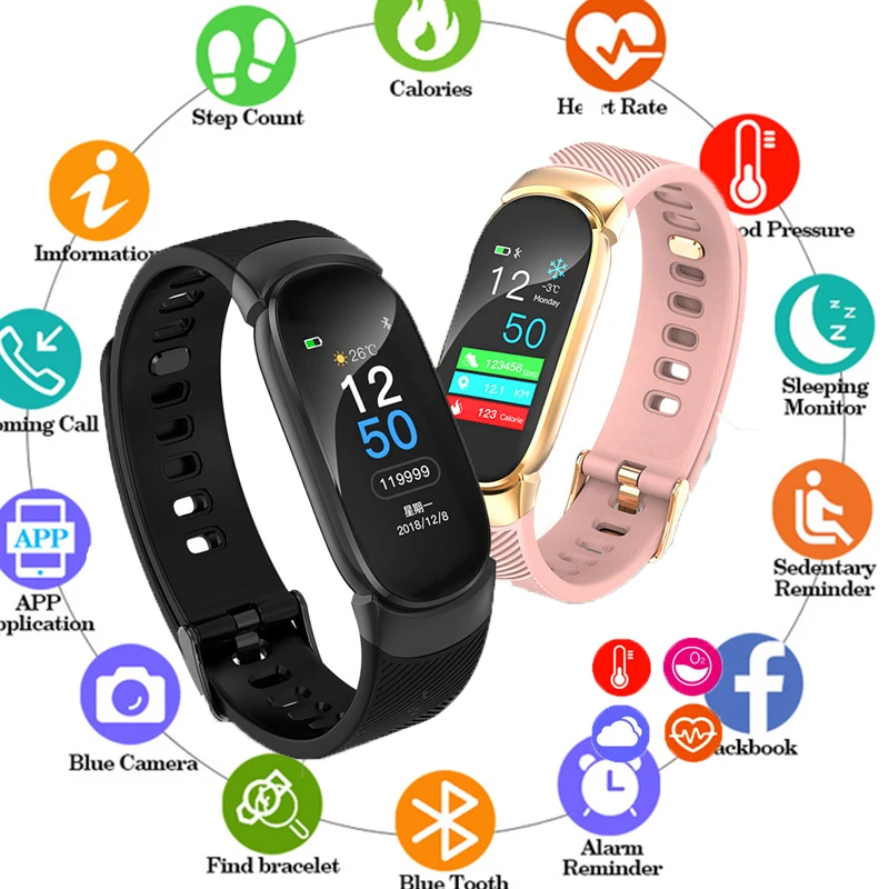 

S4 Fitness Tracker Heart Rate Monitor Smart Bracelet Blood Pressure Measurement Waterproof IP67 Smart Band Watch For Women Men