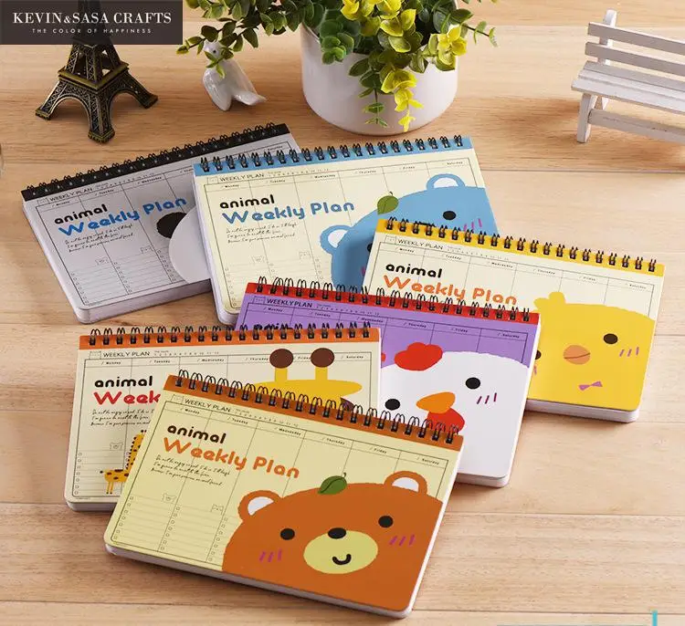 

Weekly Planner Cute Animal 2017 Notebook Diary Day Planner Kawaii Journal Stationery School Supplies Study 12.8*18.5cm 75Sheets