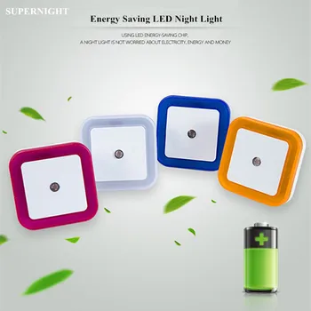 

Mini Light Sensor Control LED Night Light Smart Square Energy Saving Night Lamp Stairs Bedroom Bedside Lamp for Children Elderly