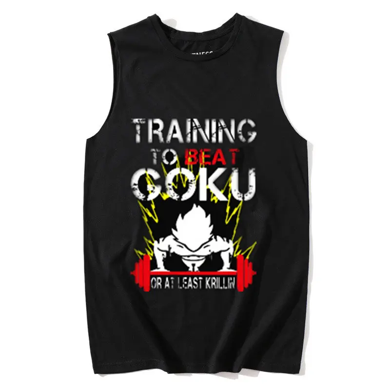 Черный Summer Tank Tops Women GOKU Print Gray O-Neck Tank Female Casual Loose Vest Sleeveless Ladies Tops Tee - Цвет: Черный