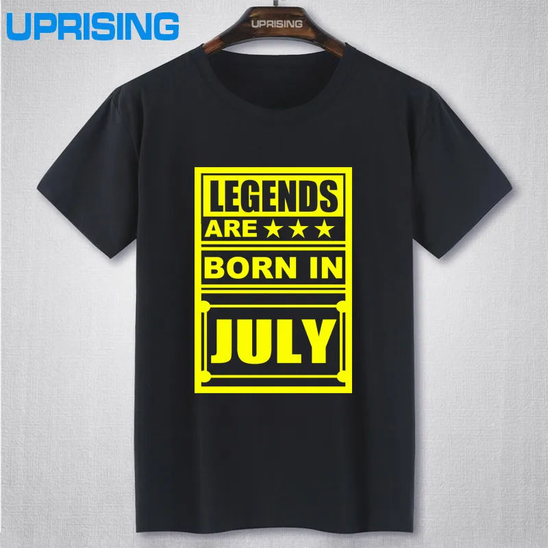 

UPRISING Legends Are Born In July Funny Birthday Dad Gift Fashion Men's T Shirt Cool Tops Cotton O-Neck Short Sleeve Tees