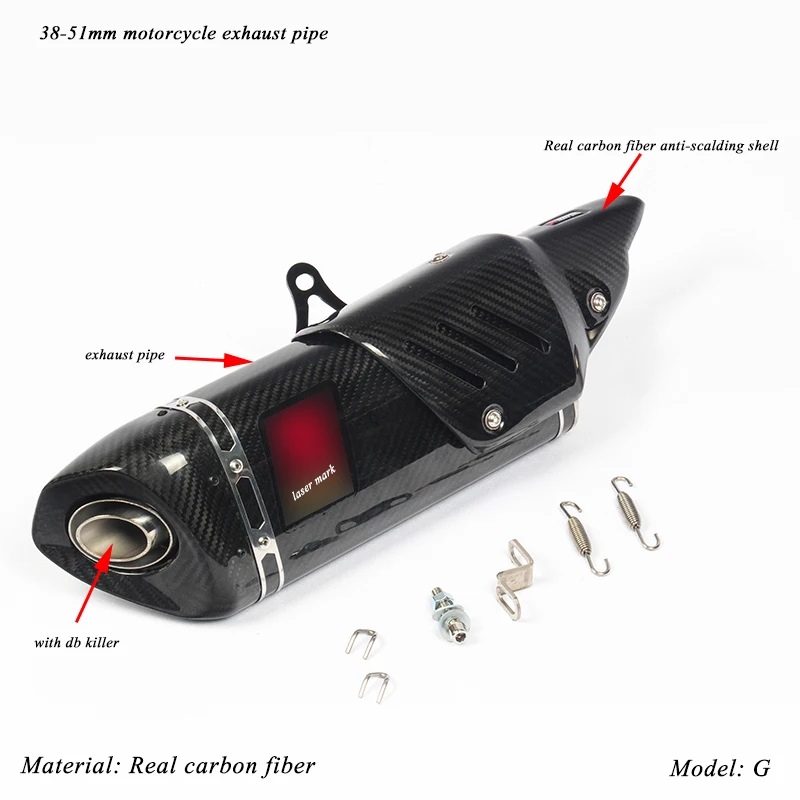 Универсальный глушитель выхлопной трубы мотоцикла наконечник трубы дБ убийца модифицированный 38 мм-51 мм мото хвост Настоящее углеродное волокно глушитель системы