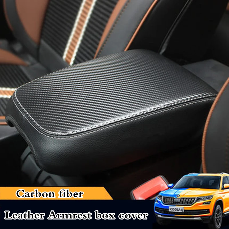Для SKODA KODIAQ 2016 2017 2018 ПУ кожа автомобиля подлокотник Обложка Pad центральной консоли