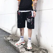 Летние шикарные уличные шорты для Скейтборда для уличного танца BBOY Splash Ink свободные спортивные хип-хоп Шорты повседневные шорты для мужчин