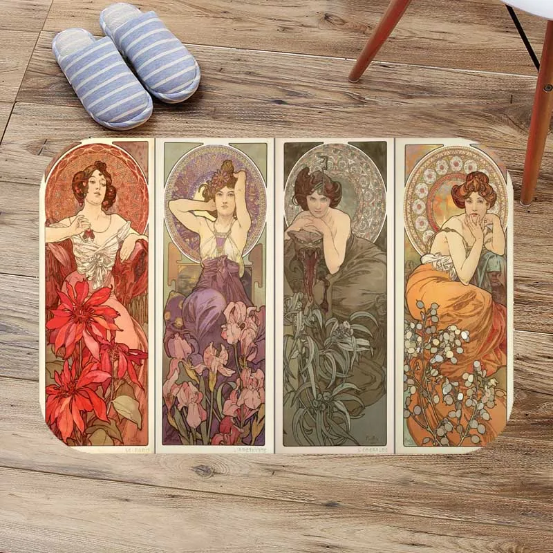 Alphonse Mucha напольный коврик для работы Нескользящий Впитывающий Коврик кухни