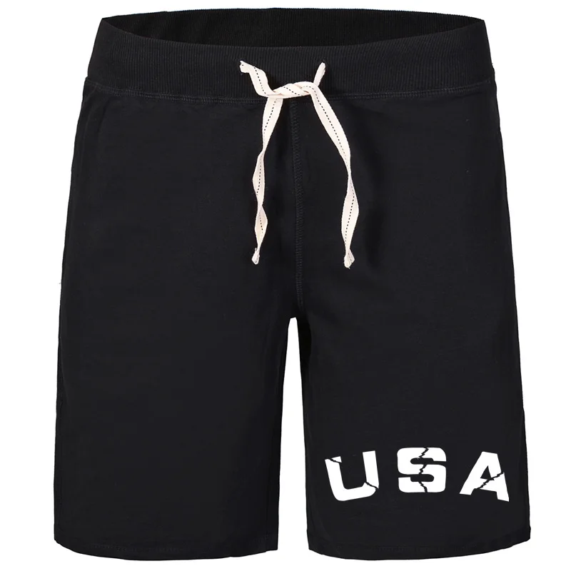 Мужские шорты в американском стиле I Love USA, Классические дышащие однотонные, Z, хлопок,, с карманами