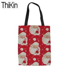 THIKIN складная сумка для покупок женская с рождественским принтом большая сумка через плечо женская Холщовая Сумка-тоут женская сумка-шоппер
