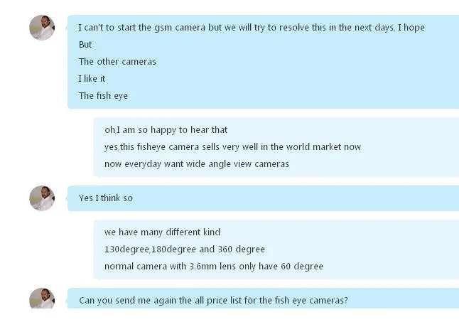 Fisheye camera comment from customers