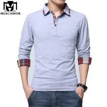 5XL новинка, Мужская рубашка поло, весна, хлопок, одноцветная, Camisa Polo, полный рукав, повседневная мужская рубашка, брендовая одежда, MT557