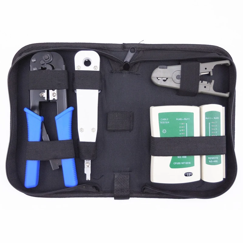 Network Cable Repair Kit Ratchet Crimping Cutter Tool RJ45 RJ11 Punch Down Tool Lan Cable Wire Tester Network Cable Stripper