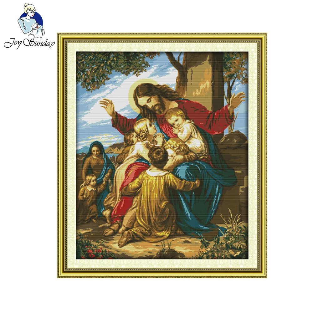 

Joy Sunday Jesus and His Children Pattern Home Decoration Cross Stitch Kit Embroidery Needlework Sets Embroidery Floss In Thread