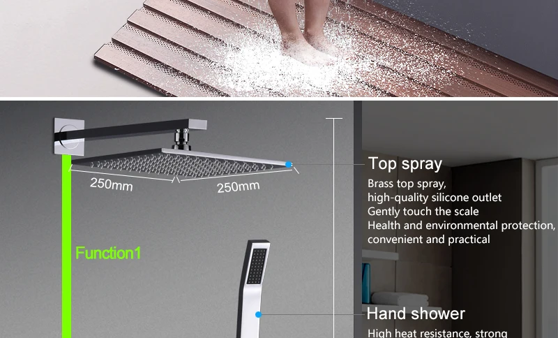 10'' Thermostatic Shower Systems Mixer Valve Set Install The Box Mixing Valve Handheld Bathroom Fold The Faucet Bath Shower Set (13)