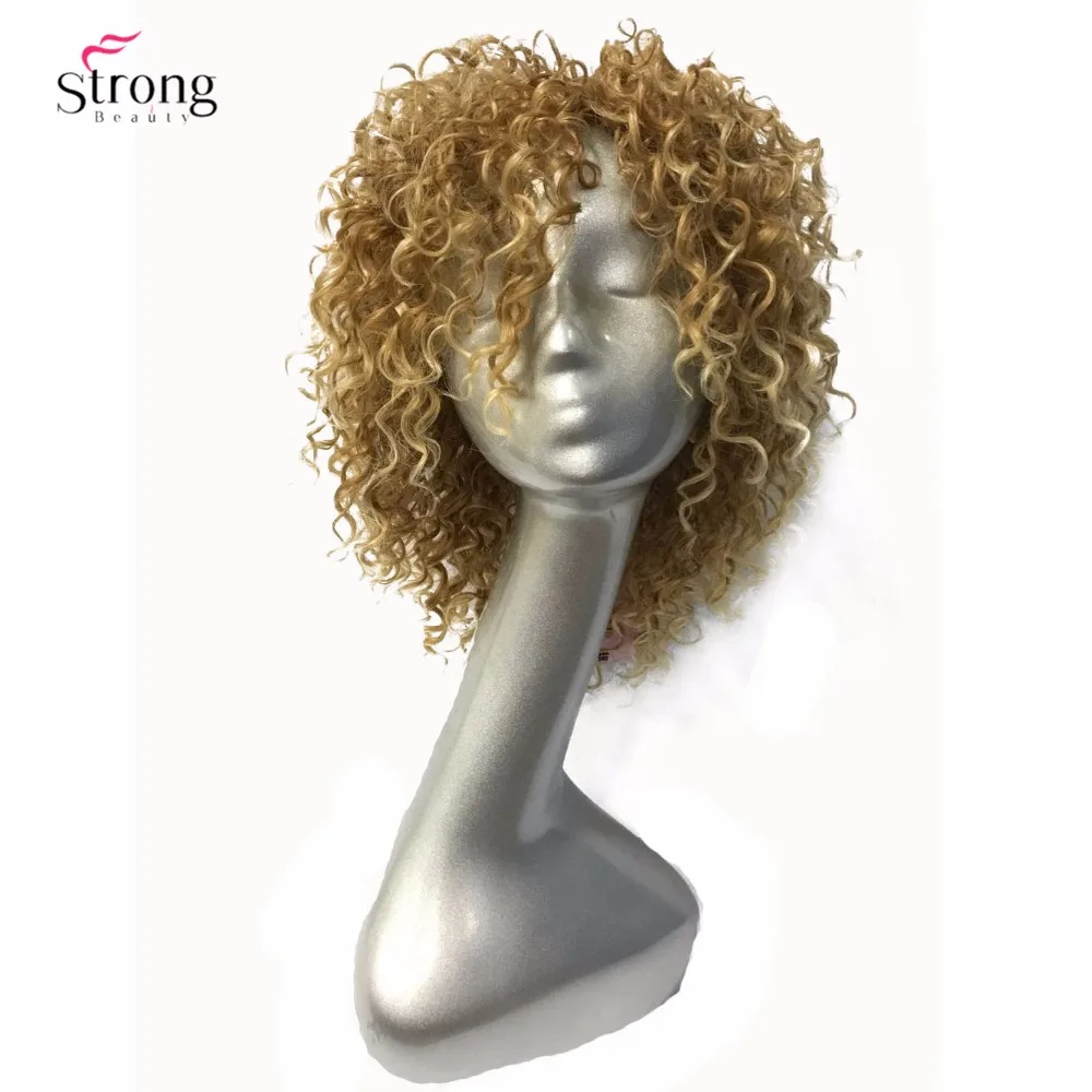 

StrongBeauty Women's Wigs Short Curly Hair Synthetic Full Wig Yellow Color molding-making Man Wig