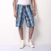 Летние хлопковые клетчатые мужские шорты кэжуал высокого качества груз мужские шорты пляжные мужские шорты хлопок Короткие Плюс Размер 38