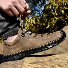 Модные кроссовки; Мужская прогулочная обувь; Мужские Винтажные лоферы; кожаные мокасины ручной работы на плоской подошве; черные кожаные туфли цвета хаки