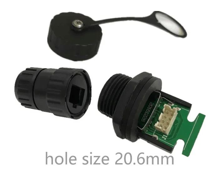 M19 RJ45 PCB Printed circuit board Connector Panel Mount Socket Ethernet Interface Network cable Straight head Solder 10 units