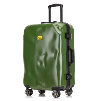 Алюминиевая рама+ PC сломанный багаж на колесиках чехол для чемодана, мужской чемодан на колесиках, Женская многоколесная переноска, Nniversal коробка на колесиках - Цвет: Зеленый