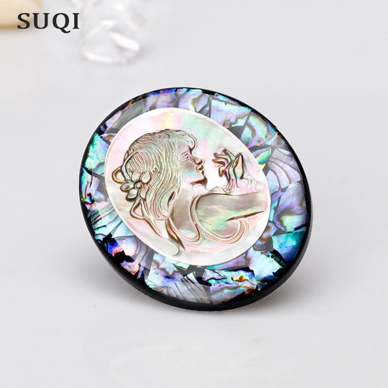 SUQI 2019 винтажная оболочка овальной камеи брошь на лацкан платья заколки для