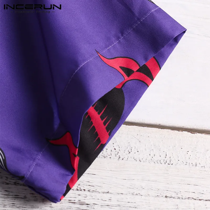 INCERUN свободные мужские рубашки Новая мода 2019 MenBig Devil Топ Camisa Masculina Повседневная приталенная Высококачественная короткий рукав