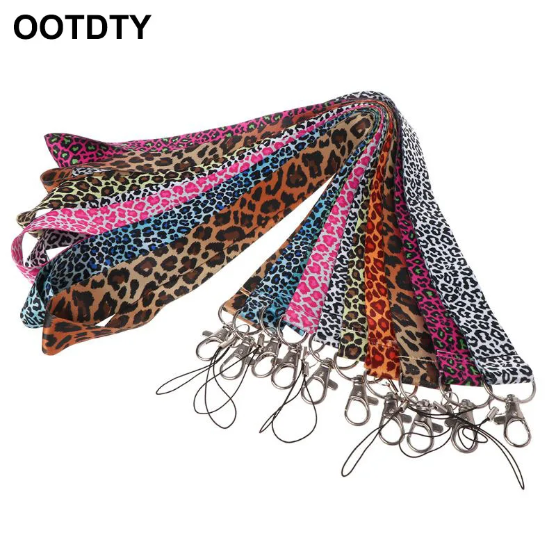 

1 Piece Leopard Long Neck Strap Rope Cord For Cell Phone ID Card Badge Tag Document Holder With Keychain Keyring