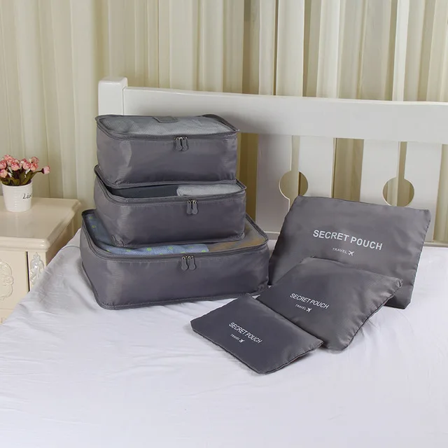 QIAQU 6 шт./компл. высокое качество ткань Оксфорд Путешествия сетки в мешке Чемодан органайзер для сумки для путешествий одежда организовать аксессуары для путешествий - Цвет: Серый