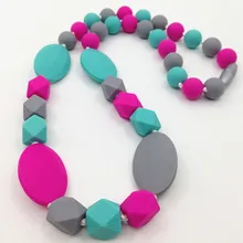 Дизайн bpa бесплатно силиконовые жевательные ожерелье с бисер «геометрическая фигура» нетоксичные радужные силиконовые прорезывания зубов/кормящих ожерелье для мам