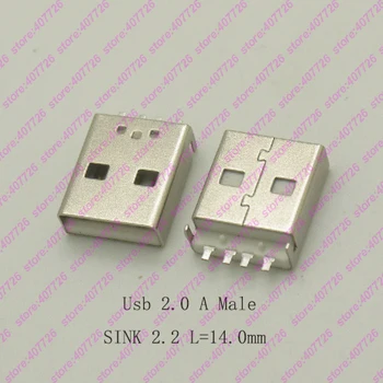 

10PCS USB 2.0 A Type Male Socket DIY Cable Connector Terminal USB Jack Data Transmission Sink 2.2 L=14MM (Short)