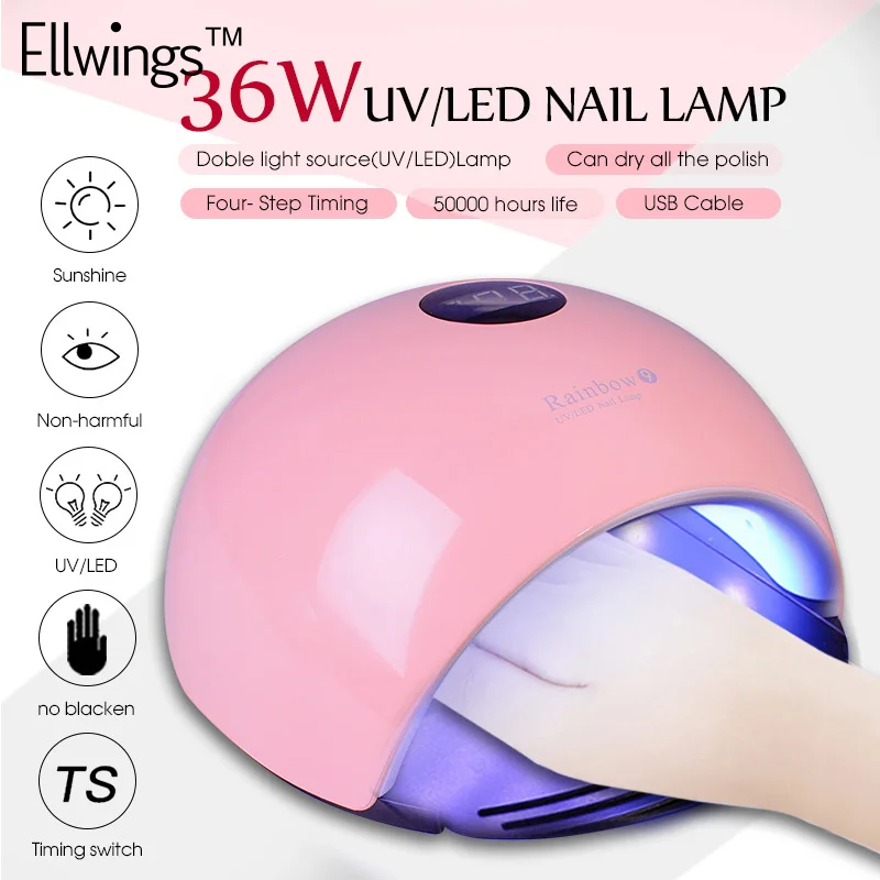 

Ellwings 36W UV Lamp Nail Dryer Light Nail Polish Drying Nail Gel Curing Nail Art Tool Dryer Manicure Machine