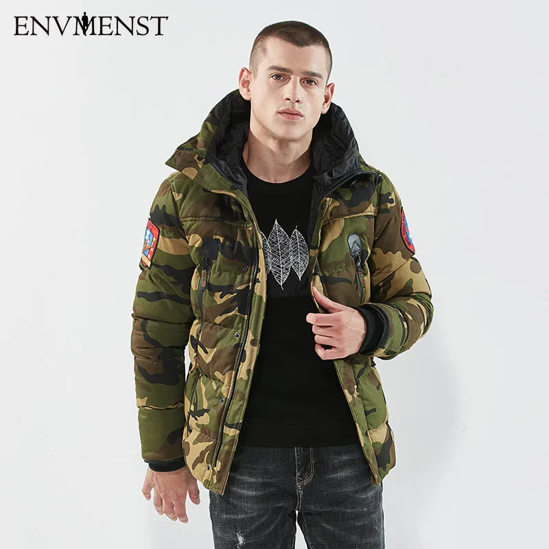 Мужская Камуфляжная парка Envmenst длинная Повседневная зимняя куртка с подкладкой
