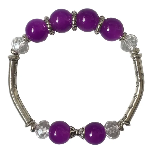 Fashion Exquisite Crystal Pink Purple Gl Beads Bracelet Ethnic Fashion Exquisite Crystal Pink Purple Gl Beads Bracelet Ethnic Tibetan Silver Charm Bracelets Women Accessories