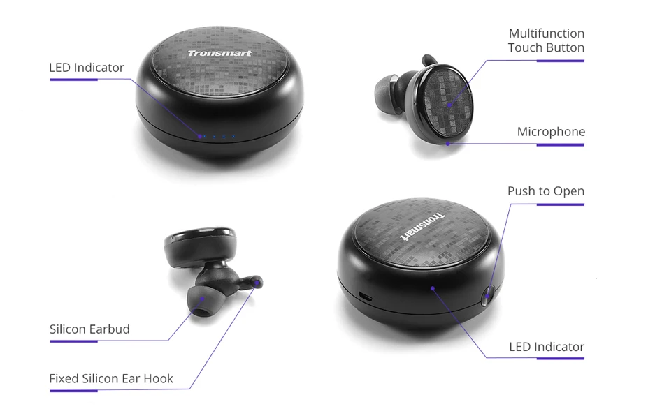 Tronsmart Encore Spunky Buds Bluetooth наушники настоящие беспроводные стерео наушники IPX5 водостойкие с микрофоном для телефонов