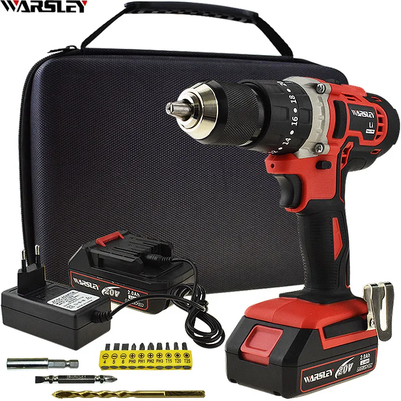 

New Style 20V Electric Screwdriver Impact Drill Home DIY Power Tools Li-ion Battery Electric Drill Mini Cordless Drill+Woven Bag