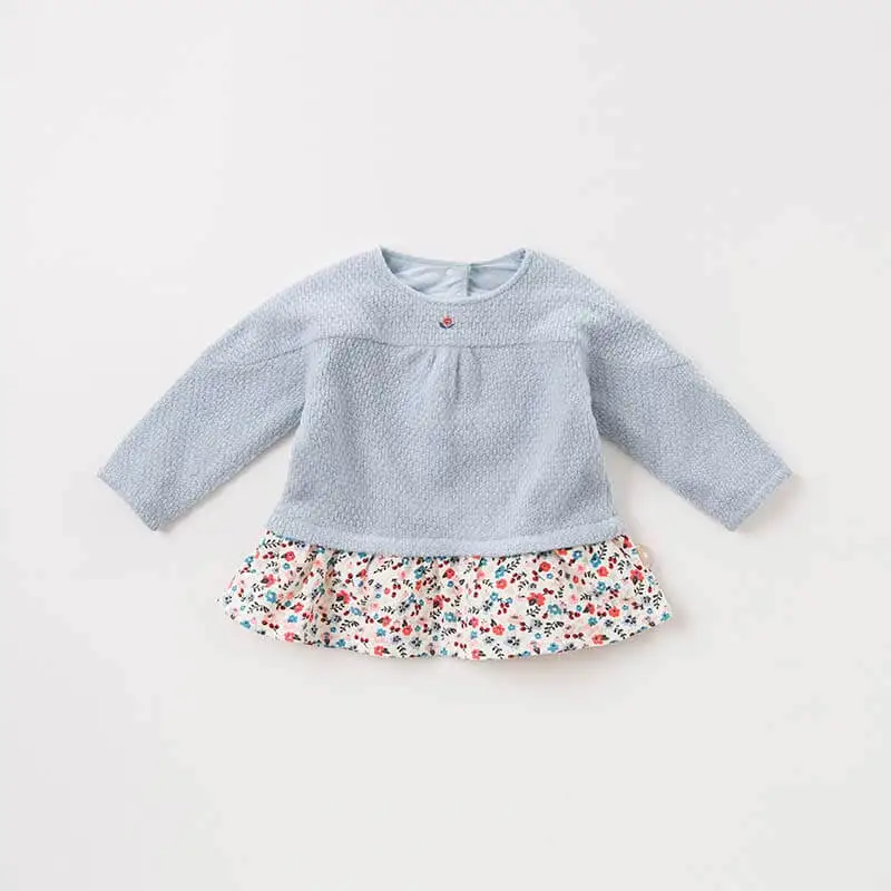 DBM8635 dave bella/осенняя одежда для маленьких девочек Детская футболка с длинными рукавами Топы высокого качества для малышей, детские футболки с оборками