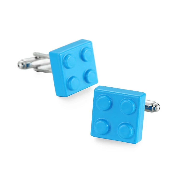 

WN The new high quality brass blue square blocks Cufflinks high-end fashion brand men's French Cufflinks