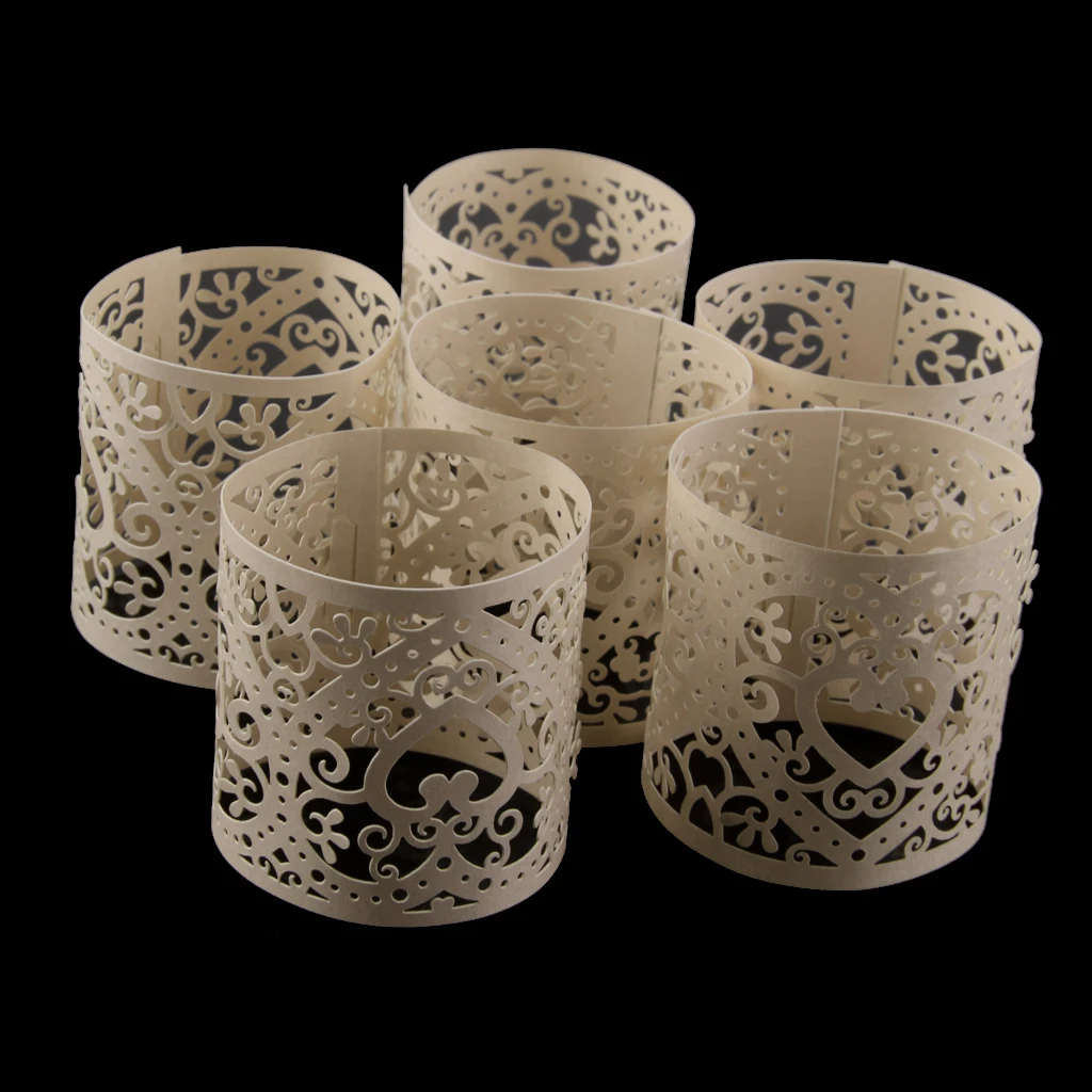 30pcs Cream Heart  Cut Tea Light Candle Holders Wedding Table Decor Hot