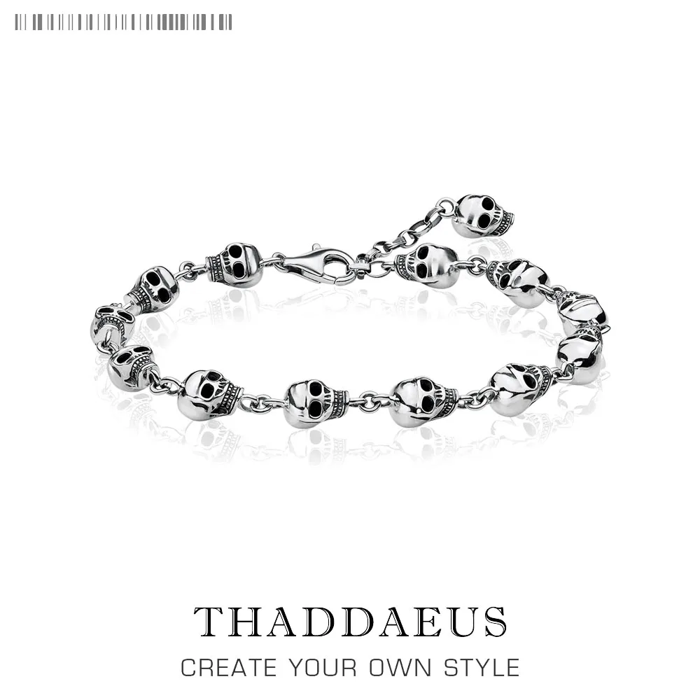 Skulls Link Chain Bracelets 2019 Punk 925 Sterling Silver Trendy Fashion Rebel Street Jewelry Europe Style For Men Women Gift | Украшения и