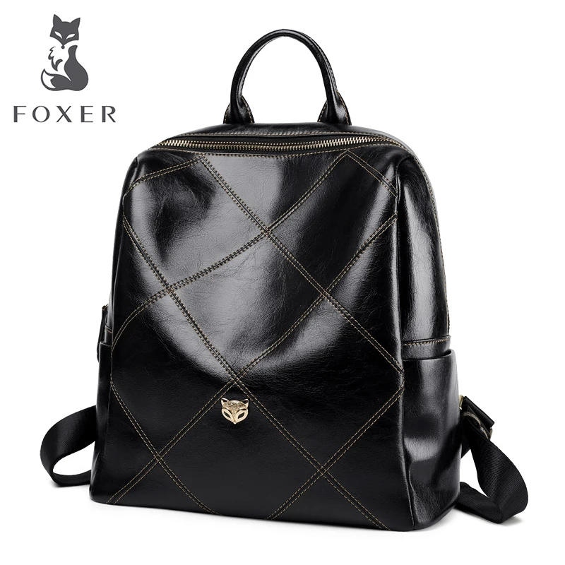 

FOXER Brand Teenage Soft School Bag Student Casual Solid Backpack Female New Fashion Lattice shape Backpack for Women