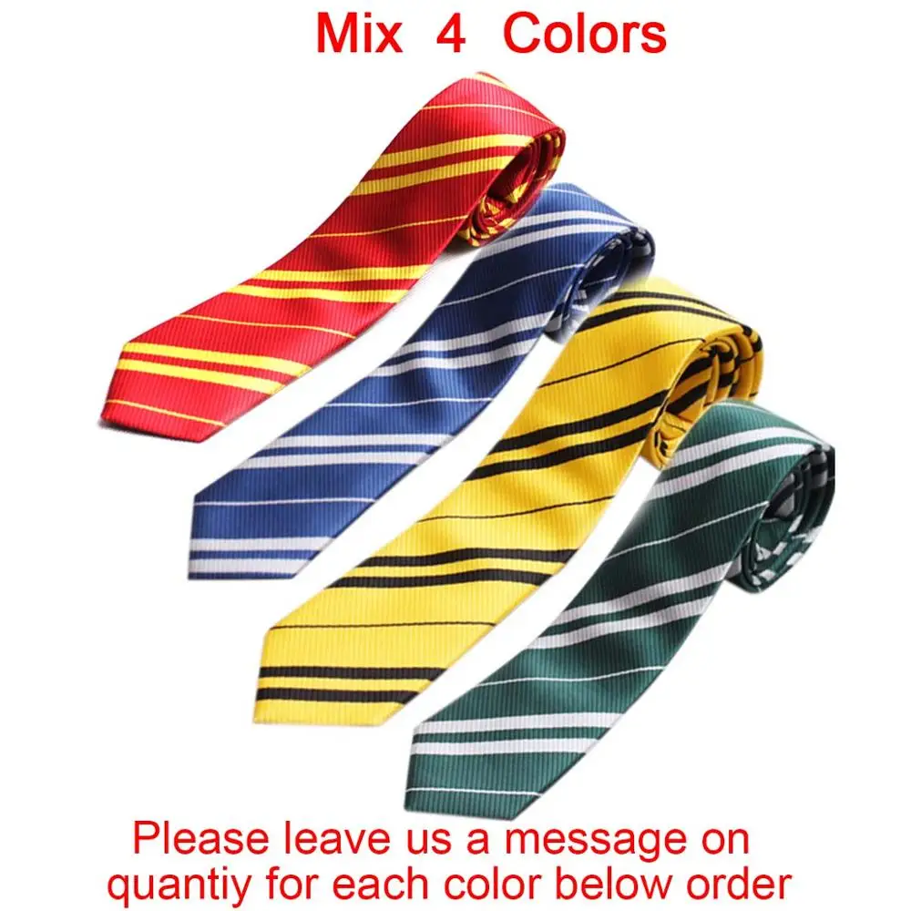 10 шт./лот) полиэстер Полосатый Гриффиндор Слизерин Ravenclaw Hufflepuff четыре колледжа галстук Харрис костюм - Color: Mix color