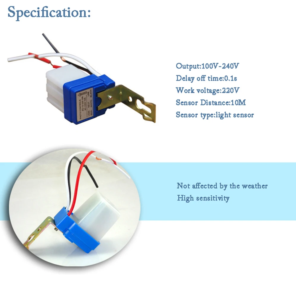 

Auto On Off Switch Controller Light sensor 10m distance 220V Photocell street 50-60Hz 10A Photo Control Automatic fast ship HL