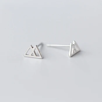 

LWONG 925-Sterling-Silver Double Triangle Stud Earrings for Women Minimalist Simple Tiny Earrings Female Geometric Studs Bijoux