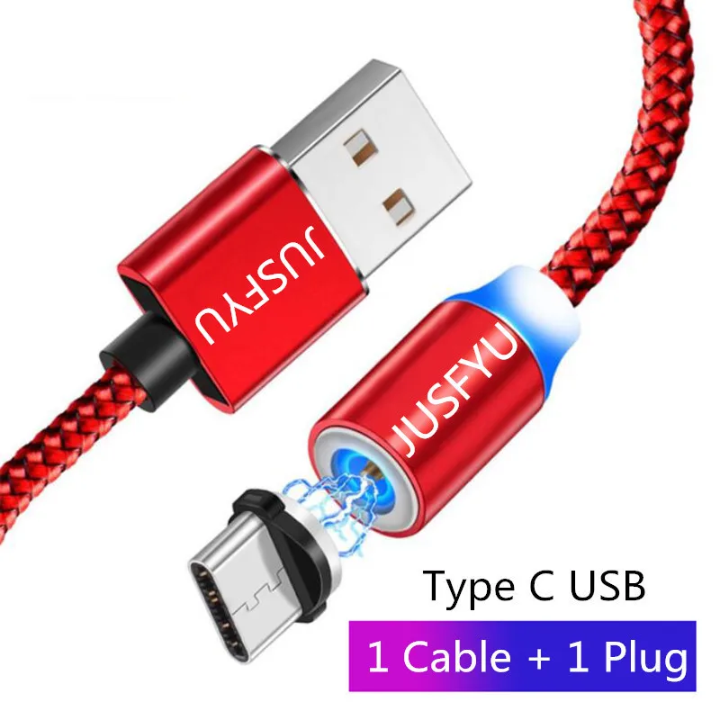 Светодиодный светильник, магнитный Usb кабель для зарядки, Micro Usb type C, светильник, магнит, быстрое зарядное устройство, провод для iphone, samsung Redmi Note 7, 8, 5 - Тип штекера: For Type C Red