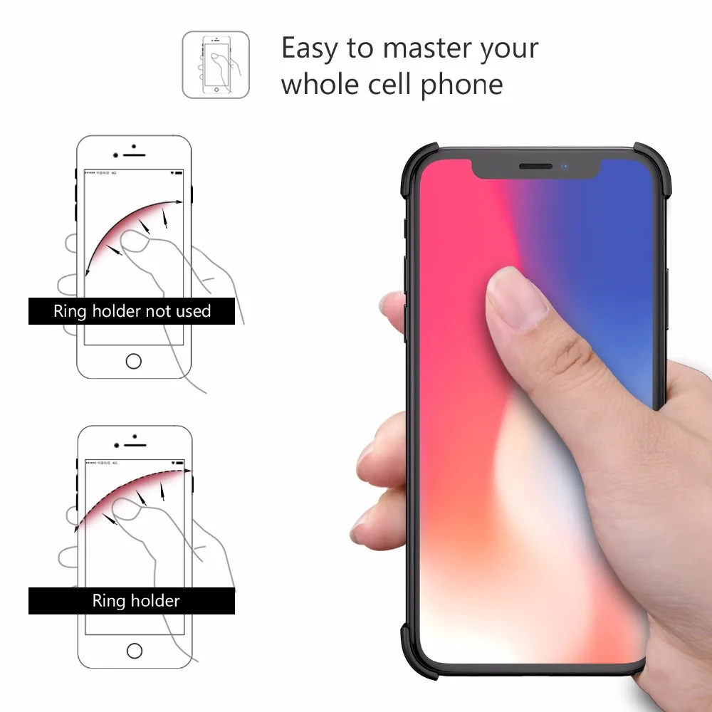 OATSBASF X Форма кольцо держатель чехол для iPhone X персональная оболочка для iPhone X чехол металлический бампер для iPhone X с подарочной стеклянной пленкой