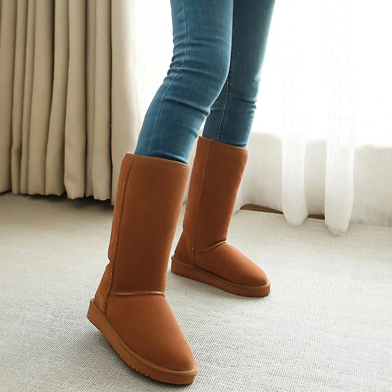 Botas australianas de piel auténtica para mujer, botas altas de nieve de  ante de vaca, zapatos de moda, novedad, Invierno - AliExpress Calzado