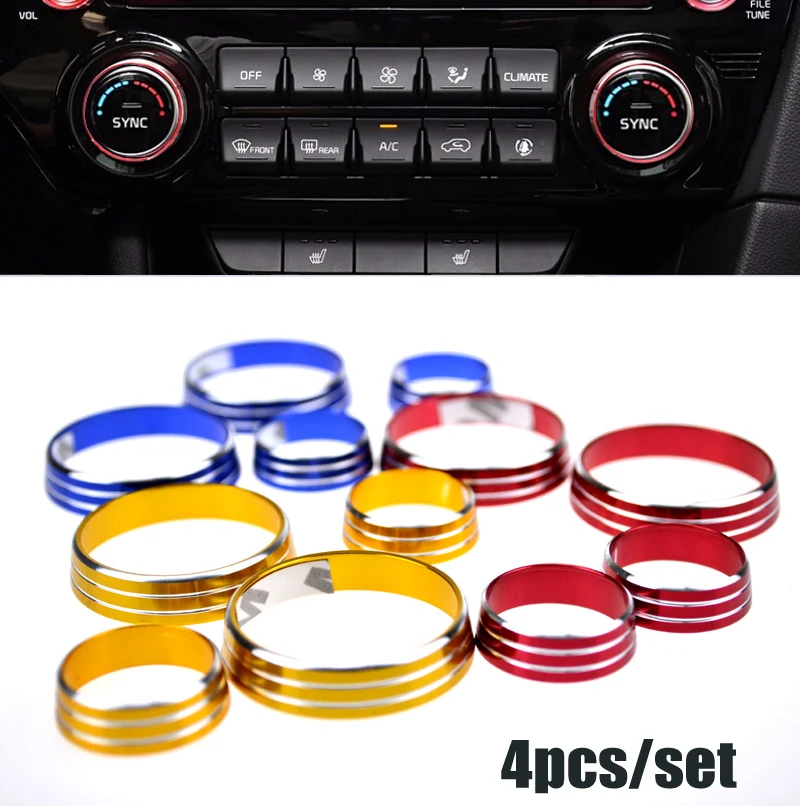 4pc Aluminum Switch Knobs Heater Climate Control Buttons Dials A/C Air Con Cover Ring Decoration For Kia Sportage Ql 2017 - 2020 |