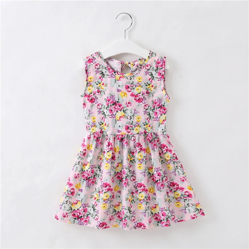 Детские платья для девочек; милое платье до колена с цветочным рисунком и короткими рукавами; удобная повседневная одежда из ткани